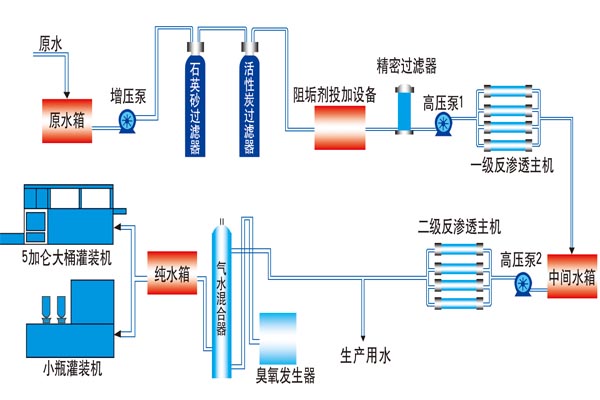 双级纯净水设备工艺流程